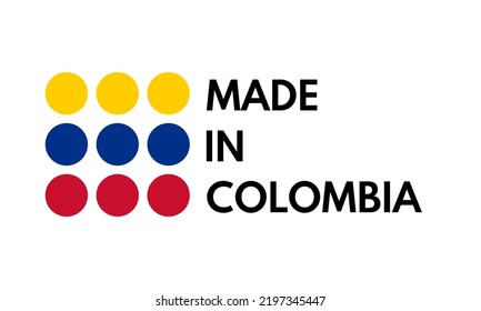 made in colombia, vector logo with colombian flag painted circles