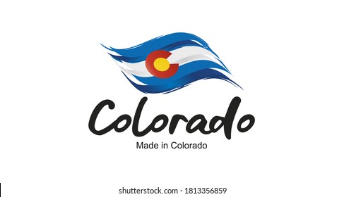 Made in Colorado handwritten flag ribbon typography lettering logo label banner