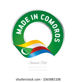 Made in Comoros flag green color label icon button banner