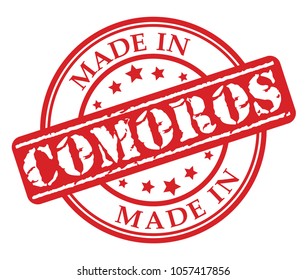 Made in Comoros red rubber stamp illustration vector on white background