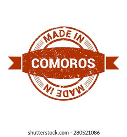 Made in Comoros - Round red grunge rubber stamp design isolated on white background. vector illustration vintage texture.