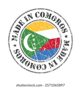 Made in Comoros stamp scratched flag badge logo vector illustration