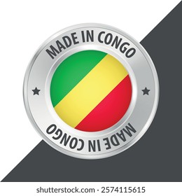 Made in Congo badge logo flag sticker 3d vector illustration isolated on white