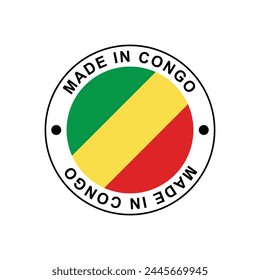 made in CONGO circle stamp with flag on white background vector Template