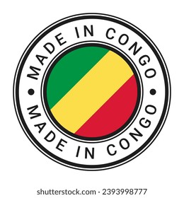 Made In Congo round stamp sticker with Flag vector illustration