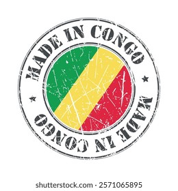 Made in Congo stamp scratched flag badge logo vector illustration