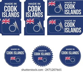 Made in Cook Islands. Cook Islands flag, Tag, Seal, Stamp, Flag, Icon vector