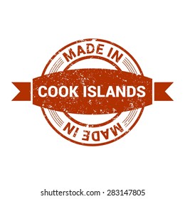 Made in Cook Islands - Round red grunge rubber stamp design isolated on white background. vector illustration vintage texture. Vector illustration