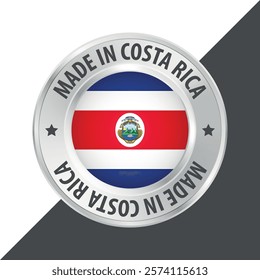 Made in Costa Rica badge logo flag sticker 3d vector illustration isolated on white