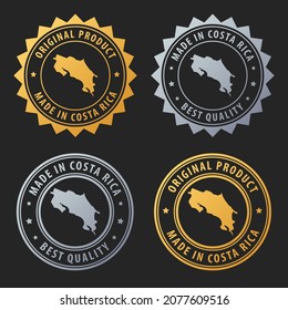 Made in Costa Rica - gold and silver stamp set. Best quality. Original product. Vector illustration