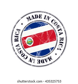 Made in Costa Rica grunge rubber stamp with flag