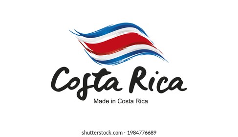 Made in Costa Rica handwritten flag ribbon typography lettering logo label banner