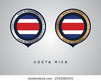 Made in Costa Rica. labels, stickers, pointer, badge and symbol of Costa Rica flag icon. Collection vector illustration