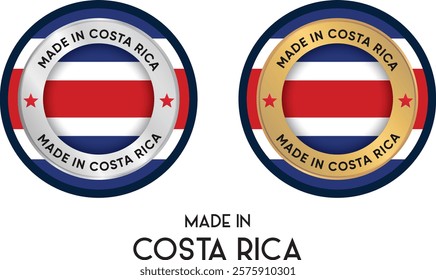 Made in Costa Rica. Premium labels, stickers, pointer, badge and symbol of Costa Rica flag icon. Collection vector illustration