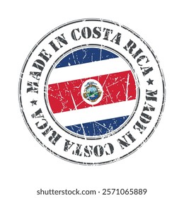 Made in Costa Rica stamp scratched flag badge logo vector illustration