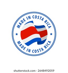 Made in Costa Rica stamp, sticker. Vector illustration.