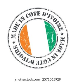 Made in Cote divoire ivory coast stamp scratched flag badge logo vector illustration