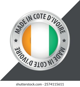 Made in Cote divoire ivory coast badge logo flag sticker 3d vector illustration isolated on white