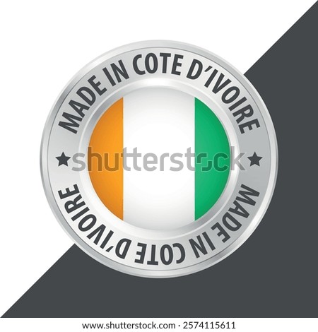 Made in Cote divoire ivory coast badge logo flag sticker 3d vector illustration isolated on white