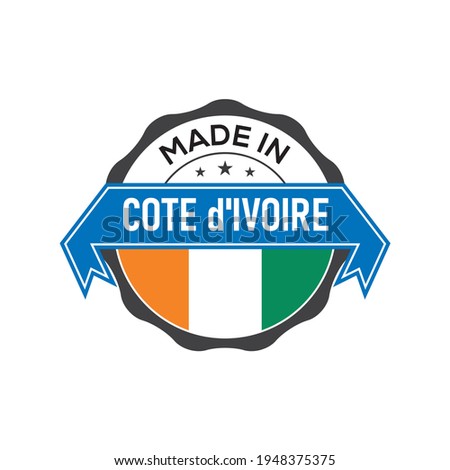 Made in COTE DIVOIRE logo badge with  flag