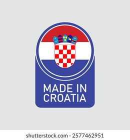 Made in croatia with flag. Vector circle symbol. Stamp made in with country flag
