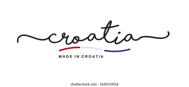 Made in Croatia handwritten calligraphic lettering logo sticker flag ribbon banner