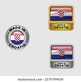 Made in Croatia icon set isolated on Gray background. Croatia product label