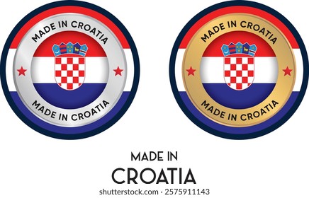 Made in Croatia. Premium labels, stickers, pointer, badge and symbol of Croatia flag icon. Collection vector illustration