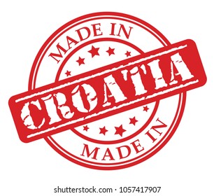 Made in Croatia red rubber stamp illustration vector on white background
