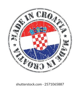 Made in Croatia stamp scratched flag badge logo vector illustration