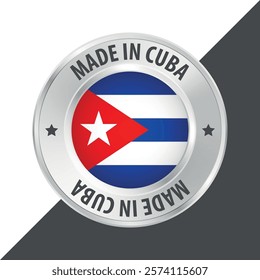 Made in Cuba badge logo flag sticker 3d vector illustration isolated on white