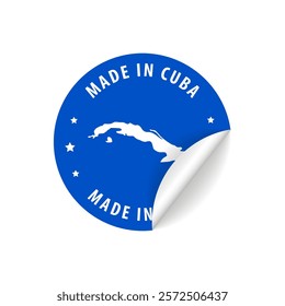 Made in Cuba - Country Map Sticker. Best Quality. Original Product. Vector illustration.