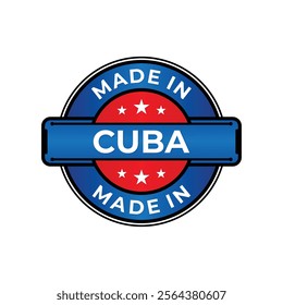Made in Cuba label icon emblem isolated on white background. Vector quality logo emblem design element. Vector illustration