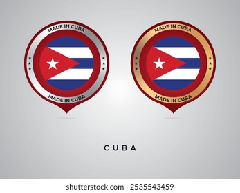 Made in Cuba. labels, stickers, pointer, badge and symbol of Cuba flag icon. Collection vector illustration