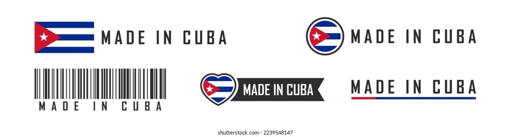 Made in Cuba logo or labels. Cuba product emblems. Vector illustration
