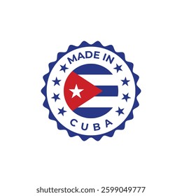 made in cuba vector seal design with national flag colors and stars