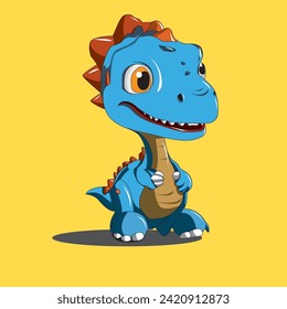 I made a cute dinosaur vector in blue on an orange background