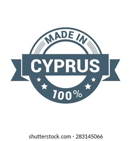 Made in Cyprus 100% - Round blue rubber stamp design isolated on white background. vector illustration vintage texture. Vector illustration