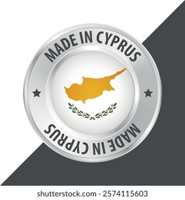 Made in Cyprus badge logo flag sticker 3d vector illustration isolated on white