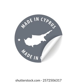 Made in Cyprus - Country Map Sticker. Best Quality. Original Product. Vector illustration.