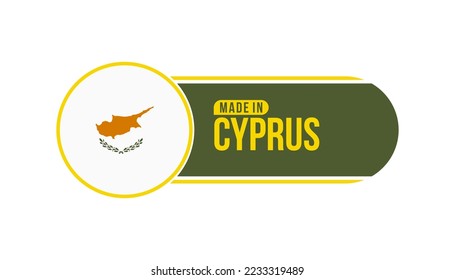 Made in Cyprus. Product packaging label with Cyprus flag. Vector illustration