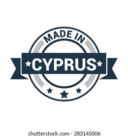 Made in Cyprus - Round blue rubber stamp design isolated on white background. vector illustration vintage texture. Vector illustration