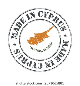 Made in Cyprus stamp scratched flag badge logo vector illustration