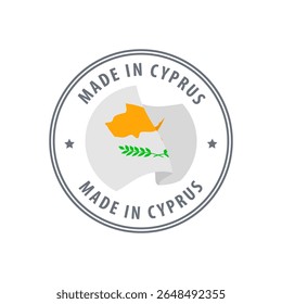 Made in Cyprus stamp, sticker. Vector illustration.