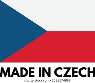 Made in Czech with flag isolated on white background . Czech product label icon . Vector illustration