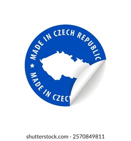 Made in Czech Republic - Country Map Sticker. Best Quality. Original Product. Vector illustration.