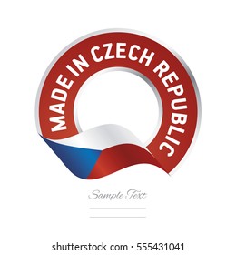 Made in Czech Republic flag red color label button banner