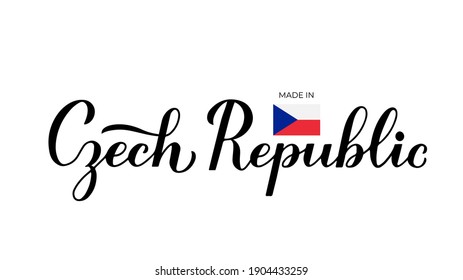 Made in Czech Republic handwritten label. Quality mark vector icon. Calligraphy hand lettering. Perfect for logo design, tags, badges, stickers, emblem, product package, etc.