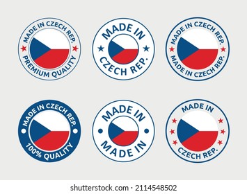 made in Czech Republic icon set, product labels of Czechia