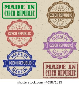Made in Czech Republic set of stamps vector illustration.